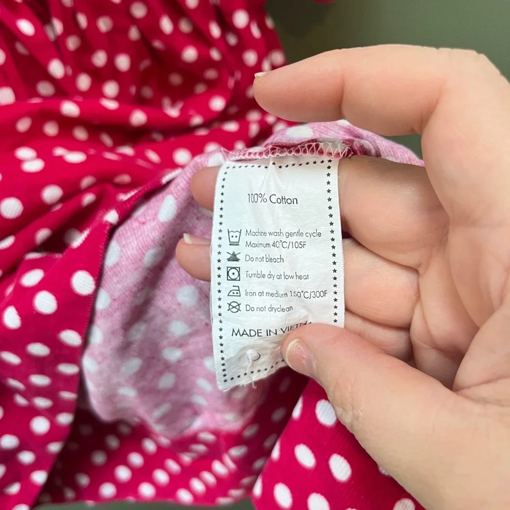 Smocked or Not Kids Dress Size 2 Pink White Polka Dot Smock Christmas‎ Ornaments